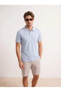 MAN BLUE Regular Jacquard Material Knitwear Bant Polo Shirt Shirt Collar T-Shirt - Image 2
