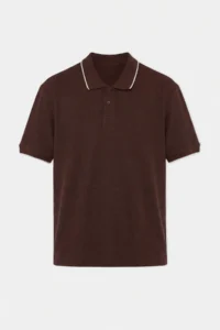 MAN Brown Regular Jacquard Material Knitwear Bant Polo Shirt Shirt Collar T-Shirt - Image 4