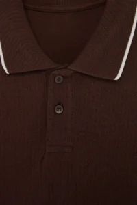 MAN Brown Regular Jacquard Material Knitwear Bant Polo Shirt Shirt Collar T-Shirt - Image 5