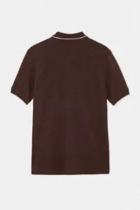 MAN Brown Regular Jacquard Material Knitwear Bant Polo Shirt Shirt Collar T-Shirt - Image 6