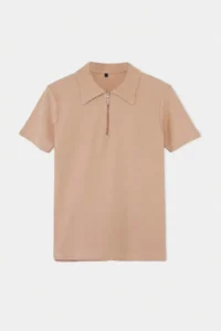 MAN Camel Regular/Rahat Zippered textured Material Knitting Polo Shirt Shirt Collar T-Shirt - Image 4