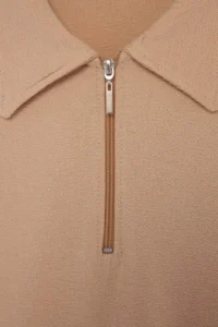MAN Camel Regular/Rahat Zippered textured Material Knitting Polo Shirt Shirt Collar T-Shirt - Image 5