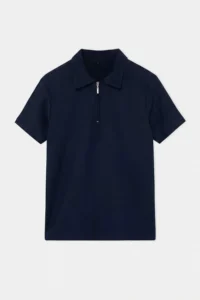 MAN NAVY BLUE Regular/Rahat Zippered textured Material Knitting Polo Shirt Shirt Collar T-Shirt - Image 4