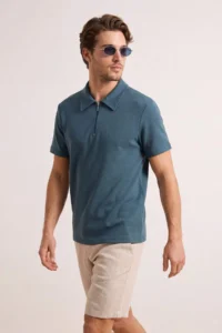 MAN Petrol Regular/Rahat Zippered textured Material Knitting Polo Shirt Shirt Collar T-Shirt - Image 3