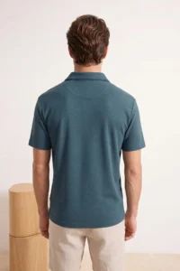 MAN Petrol Regular/Rahat Zippered textured Material Knitting Polo Shirt Shirt Collar T-Shirt - Image 6