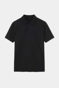 MAN Black Regular/Normal Cut textured Polo Shirt Shirt Collar T-Shirt - Image 4