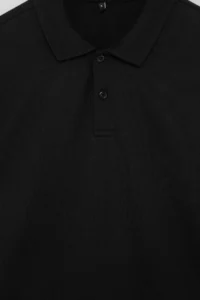 MAN Black Regular/Normal Cut textured Polo Shirt Shirt Collar T-Shirt - Image 5