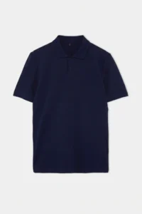 MAN NAVY BLUE Regular/Normal Cut textured Polo Shirt Shirt Collar T-Shirt - Image 4
