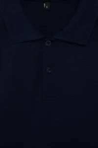 MAN NAVY BLUE Regular/Normal Cut textured Polo Shirt Shirt Collar T-Shirt - Image 5