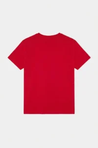 MAN Red Low Shoulder Regular Pattern Stripe Detailed 100% Cotton T-Shirt - Image 6