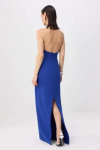 TRENDYOLMİLLA Saks BLUE Derin Dekolteli Weaving Maxi Evening Gown & Graduation Dress - Image 4