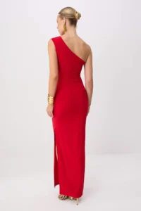 TRENDYOLMİLLA Red Cut-Out Detailed Weaving Sandy Maxi Evening Gown & Graduation Dress - Image 4