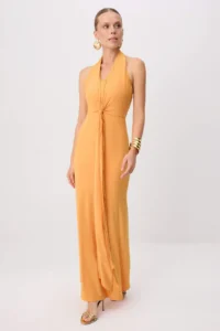 TRENDYOLMİLLA Pastel Peach Node Detailed Maxi Evening Gown & Graduation Dress