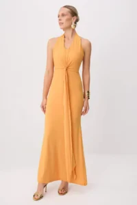 TRENDYOLMİLLA Pastel Peach Node Detailed Maxi Evening Gown & Graduation Dress - Image 2