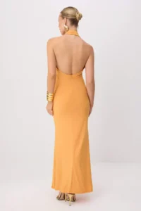 TRENDYOLMİLLA Pastel Peach Node Detailed Maxi Evening Gown & Graduation Dress - Image 4