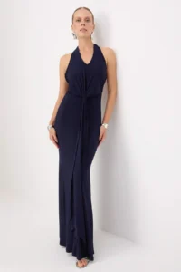 TRENDYOLMİLLA NAVY BLUE Node Detailed Maxi Evening Gown & Graduation Dress - Image 2