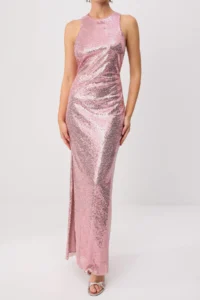 TRENDYOLMİLLA PINK Sequin Sleeveless Maxi Evening Gown & Graduation Dress - Image 3