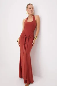 TRENDYOLMİLLA Brick Red Gold with accessories Detailed Maxi Evening Gown & Graduation Dress - Image 2