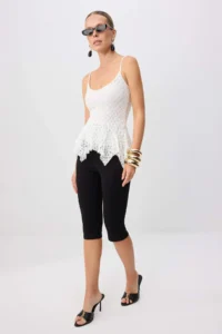 TRENDYOLMİLLA WHITE Asymmetric Detailed Lace Knitting Party Blouse - Image 2