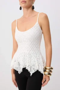 TRENDYOLMİLLA WHITE Asymmetric Detailed Lace Knitting Party Blouse - Image 3