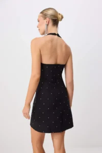 TRENDYOLMİLLA Black Stone Printed with bow Mini Party Mezuniyet Evening Gown Dress - Image 4