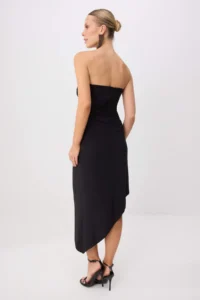 TRENDYOLMİLLA Black with accessories Knitting Drapeli Midi Party Evening Gown Dress - Image 4