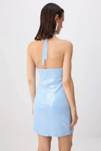 TRENDYOLMİLLA Light BLUE Sequin Mini Lined Dress - Image 4