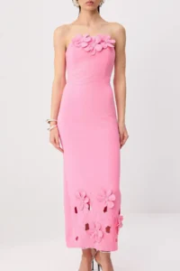 TRENDYOLMİLLA Light PINK 3D Floral Detailed Weaving Maxi Unlined Dress - Image 3
