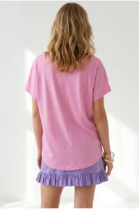 Olalook Women's Candy Pink Six Oval Flowy Viscose T-Shirt - Image 6