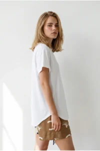 Olalook Women's White Six Oval Flowy Viscose T-Shirt - Image 4