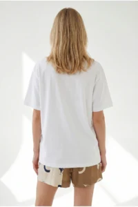 Olalook Women's White Six Oval Flowy Viscose T-Shirt - Image 5