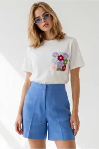 Olalook Women WHITE Pocket Detail Cotton T-Shirt - Image 5