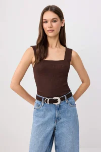 TRENDYOLMİLLA Ecru-Brown Basic 2 Sets Paket Top Thin Knitwear Blouse - Image 2