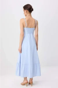 TRENDYOLMİLLA Light BLUE Plain A Cut Gipelli Maxi Weaving Dress - Image 4