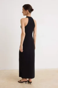 TRENDYOLMİLLA Black Belt Detailed Barbell Collar bodycone/Fitting Flexible Maxi Knitting Dress - Image 4
