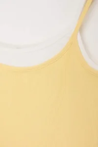 TRENDYOLMİLLA Yellow Color Bloklu Fitted Cowl Neck Thin Sleeveless Sleeveless Ribbed Flexible Knitting Tank Top - Image 6