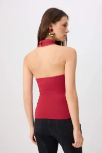 TRENDYOLMİLLA Red Fitted Barbell Neck Lace Detailed Soft Knitting Tank Top - Image 4