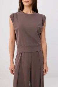 TRENDYOLMİLLA Brown Drop Sleeve Wide Leg Soft Knitting Bottom with Premium Lyocell Content - Top Set - Image 3