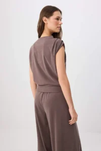 TRENDYOLMİLLA Brown Drop Sleeve Wide Leg Soft Knitting Bottom with Premium Lyocell Content - Top Set - Image 4