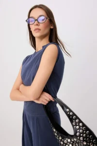 TRENDYOLMİLLA NAVY BLUE Drop Sleeve Wide Leg Soft Knitting Bottom with Premium Lyocell Content - Top Set - Image 2