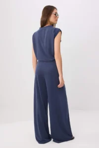 TRENDYOLMİLLA NAVY BLUE Drop Sleeve Wide Leg Soft Knitting Bottom with Premium Lyocell Content - Top Set - Image 4