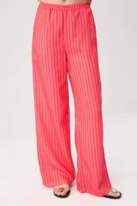 TRENDYOLMİLLA PINK-Multicolored Striped Blouse Pants Weaving Bottom&Top Bottom - Top Set - Image 3