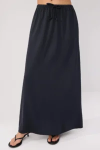 TRENDYOLMİLLA NAVY BLUE Regular/Normal Pattern Thin Sleeveless Etekli Flexible Knitting Bottom - Top Set - Image 3