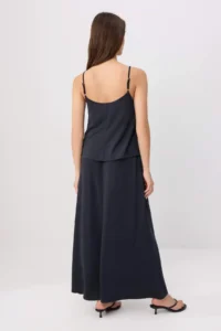 TRENDYOLMİLLA NAVY BLUE Regular/Normal Pattern Thin Sleeveless Etekli Flexible Knitting Bottom - Top Set - Image 4