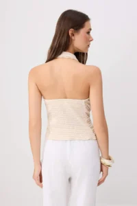 TRENDYOLMİLLA Stone Fitted Off-Shoulder Neck Low-cut back textured Knitting Blouse - Image 4