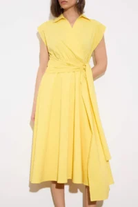 TRENDYOLMİLLA Light YELLOW Binding Detailed Midi Weaving Dress - Image 3