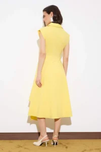 TRENDYOLMİLLA Light YELLOW Binding Detailed Midi Weaving Dress - Image 4