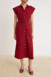 TRENDYOLMİLLA Red Yandan Binding Detailed Midi Shirt Dress - Image 3