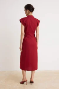 TRENDYOLMİLLA Red Yandan Binding Detailed Midi Shirt Dress - Image 4