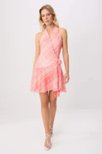 TRENDYOLMİLLA PINK Plaid Siphon Lined Barbell Collar tied up Short / Mini Weaving Dress